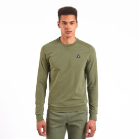 le coq sportif felpa leggera in jersey di cotone essentiels colore verde militare