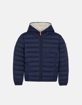 save the duck j3047B giga9 giubbino bambino blu scuro con cappuccio e interno in pile