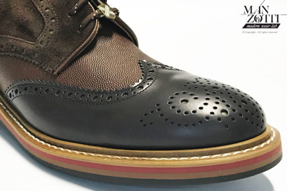 brimarts scarpa modello derby 311588PM multicolor seta colore moro