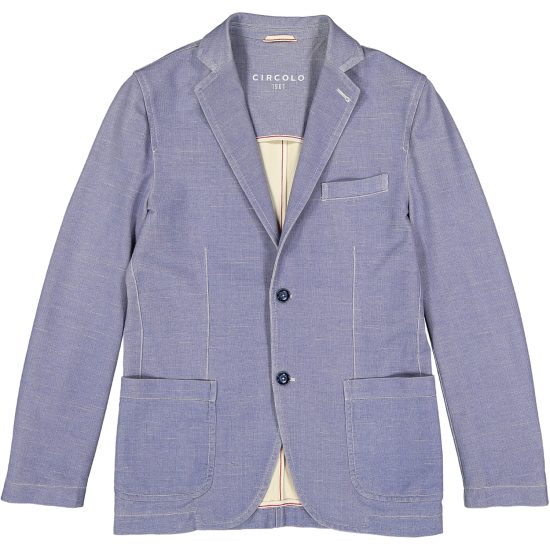 circolo 1901 giacca uomo due bottoni cotone jersey elasticizzata micro fantasia fil a fil cn809 221a5 azzurra