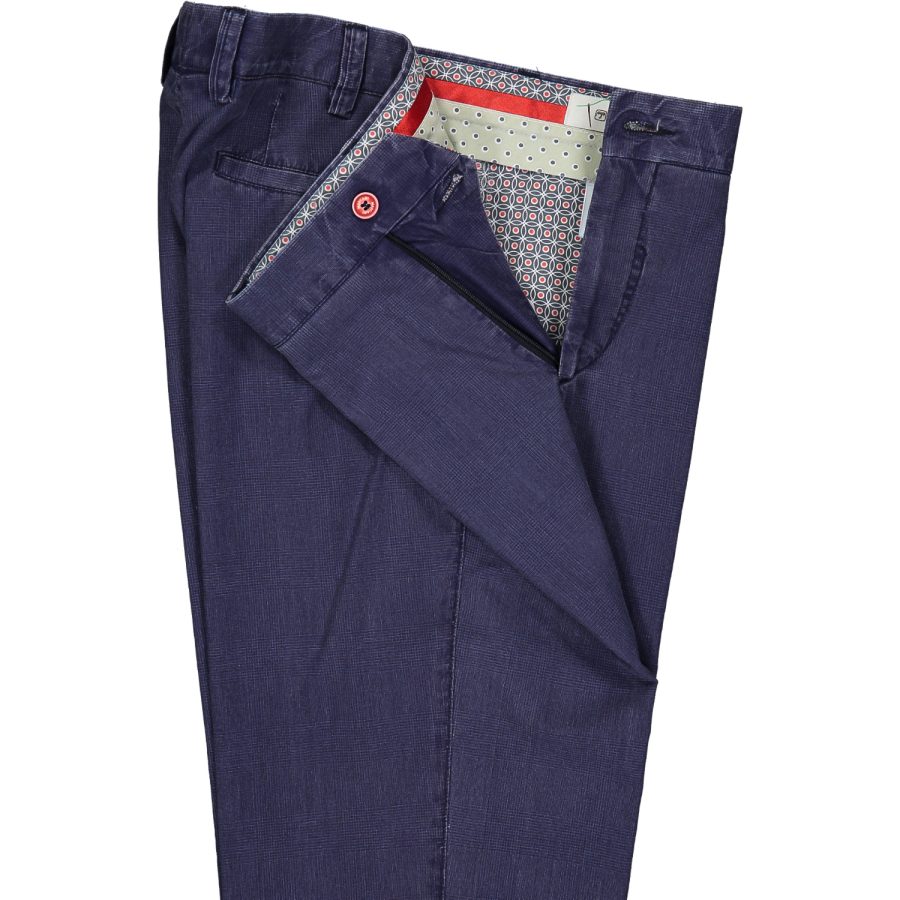 mascaro pantalone uomo slim mod 80 cotone 110 principe di galles blu denim 88