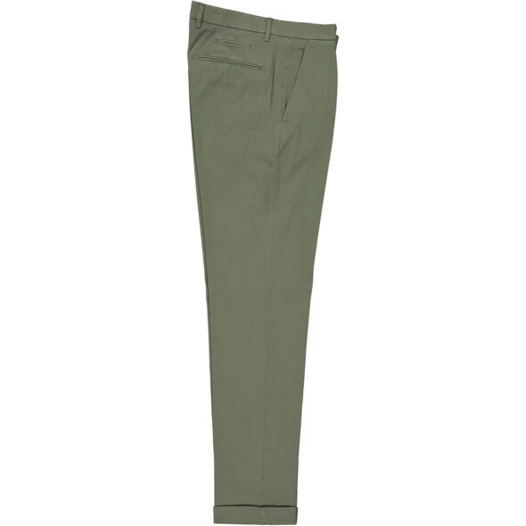 briglia 1949 pantalone slim uomo con pences bg07 320514 562 cotone elasticizzato millerighe verde medio oliva