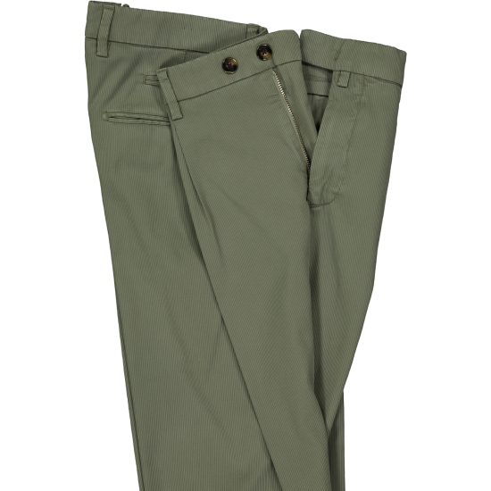briglia 1949 pantalone slim uomo con pences bg07 320514 562 cotone elasticizzato millerighe verde medio oliva