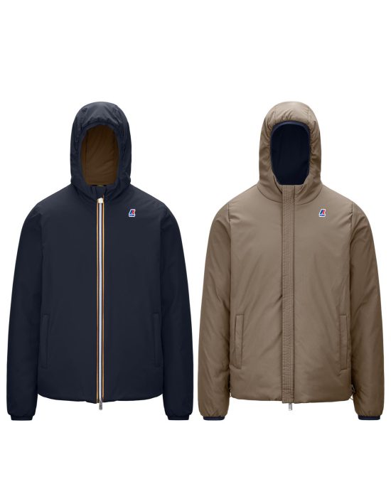 k-way uomo modello jacques warm double blu blue depth beige taupe abl