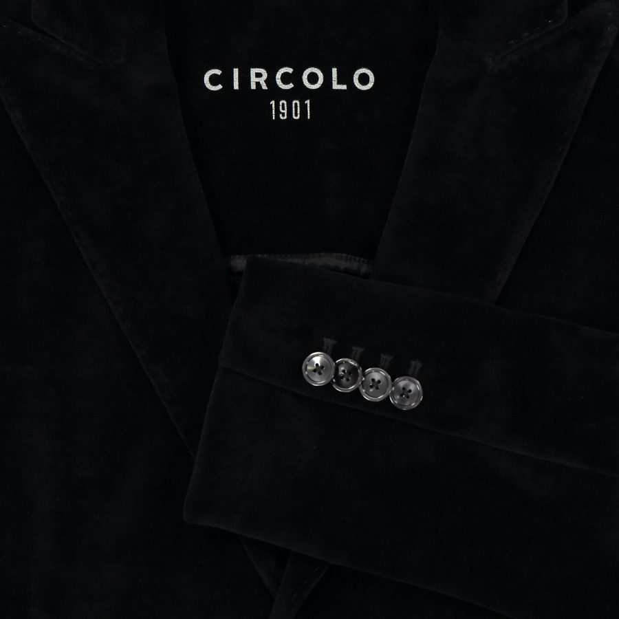 circolo 1901 giacca uomo velluto liscio velour colore nero cn2016 rever a lancia