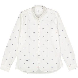 brava fabrics camicia manica lunga con stampre osaka fugu colore bianco