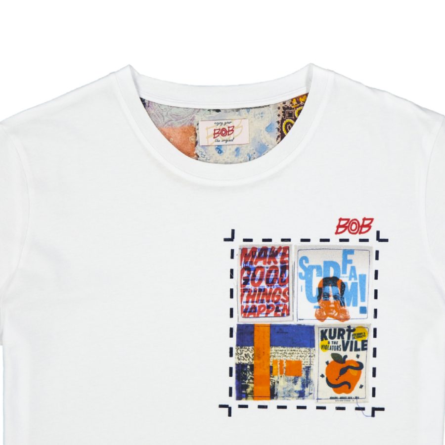 maglietta bob girocollo mezza manica pocket taschino vr0227 bianca