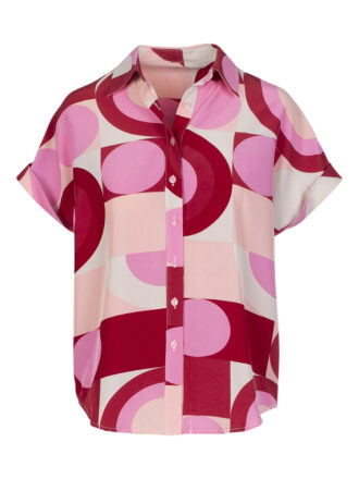 anonyme camicia mezza manica-teva stampa 60s rosa