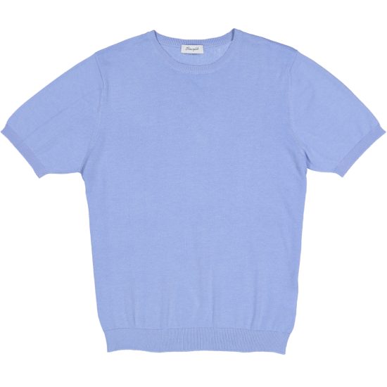 biancofilo maglietta girocollo filo di cotone mezza manica azzurro intenso