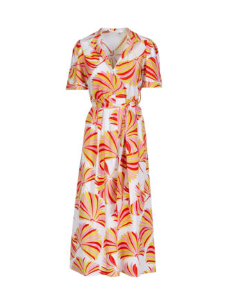 anonyme abito lungo camicia damise stampa palme palms a173sd113 white