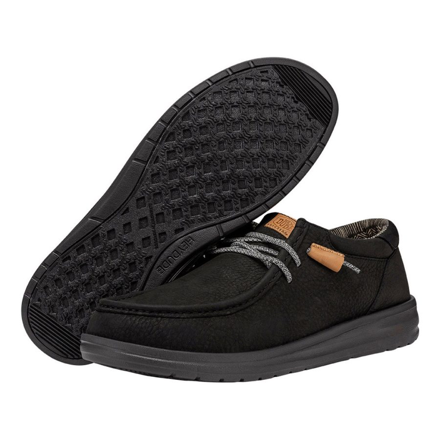 heydude mocassino modello wally grip craft black leather colore nero