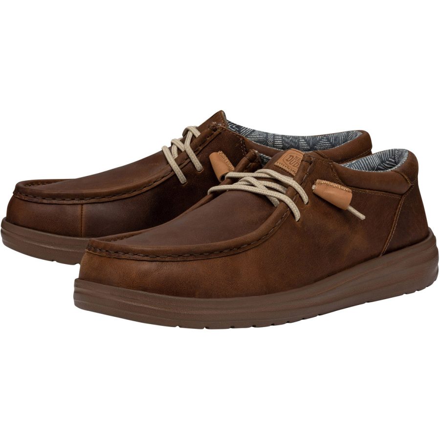 heydude mocassino modello wally grip craft brown leather colore marrone