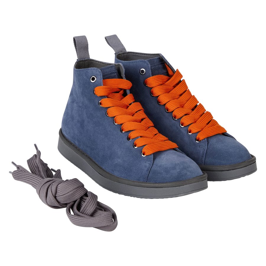 panchic uomo modello p01 polacchino in suede colore blu con laccio arancio