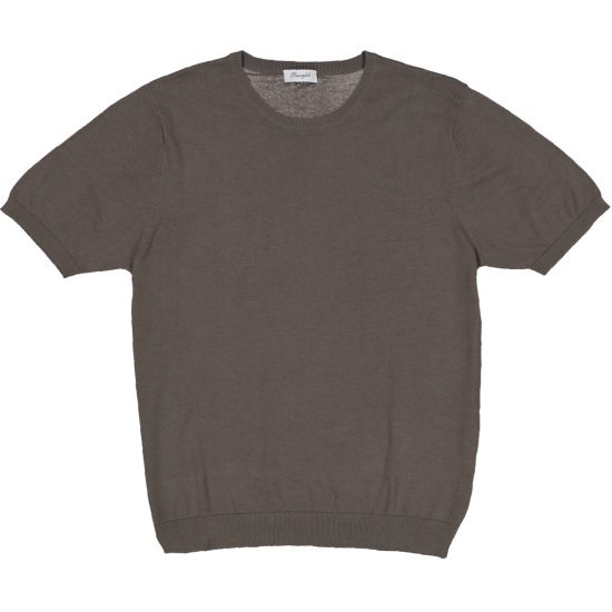 biancofilo maglietta girocollo filo di cotone mezza manica marroncino castagna