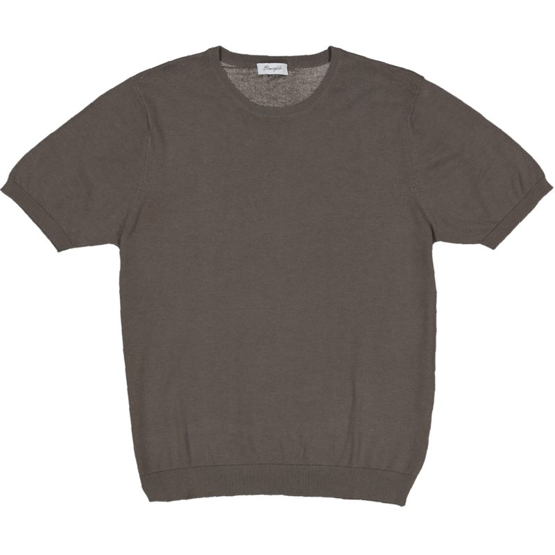 biancofilo maglietta girocollo filo di cotone mezza manica marroncino castagna