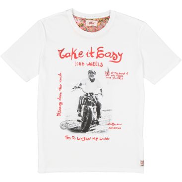 bob maglietta blawy print50 bianca moto take it easy