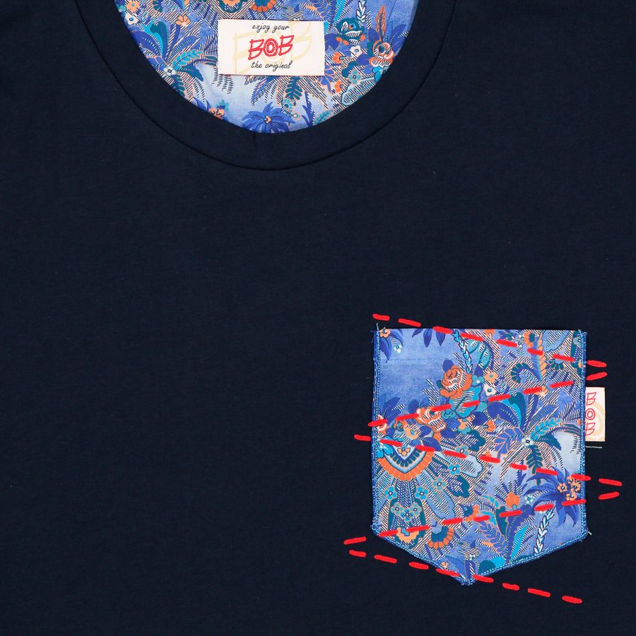 bob maglietta con taschino colore blu pocket vr0261 liberty fabrics