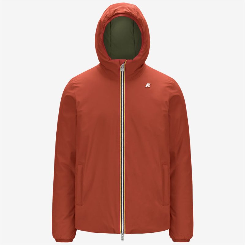 k-way uomo modello jack st warm double rosso reversibile verde aux