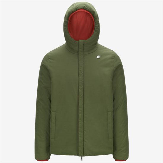 k-way uomo modello jack st warm double rosso reversibile verde aux
