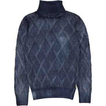 bob maglione dolcevita alaska blu spazzolato brushed