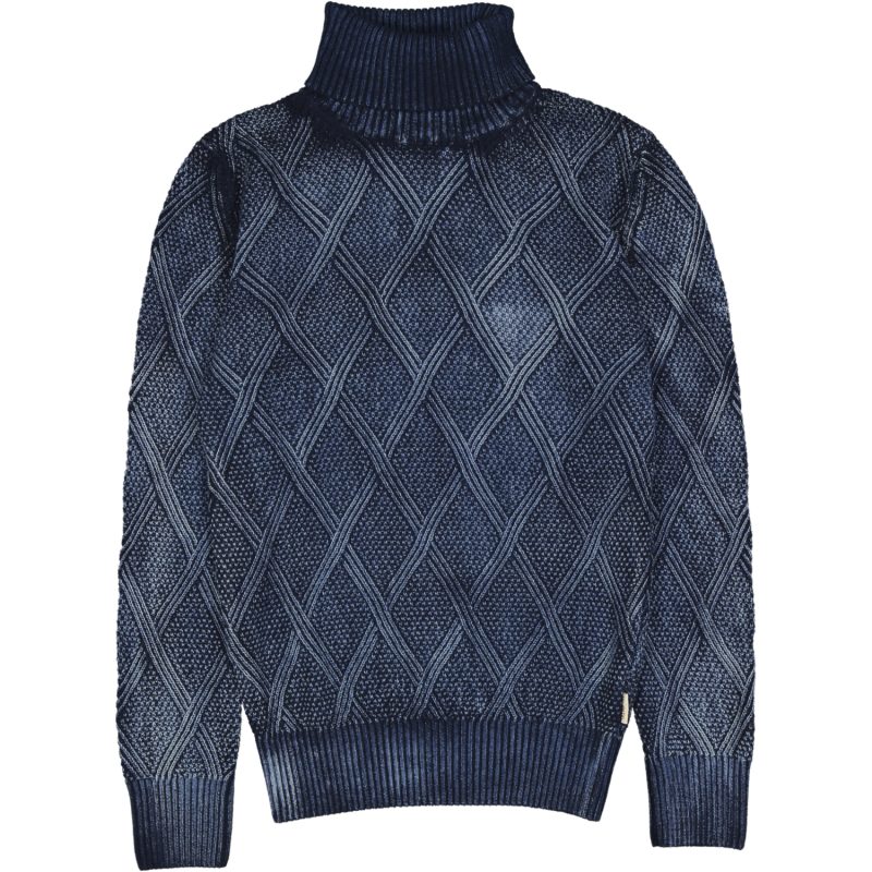 bob maglione dolcevita alaska blu spazzolato brushed