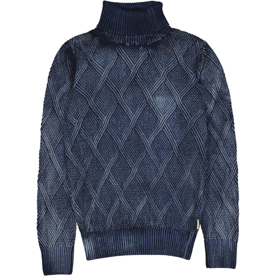 bob maglione dolcevita alaska blu spazzolato brushed