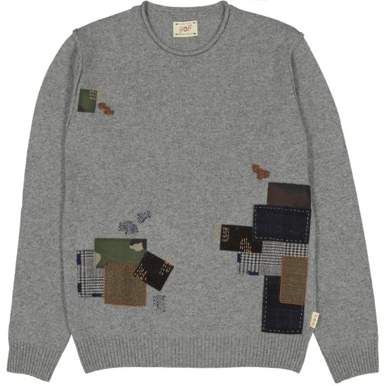bob maglione con applicazioni patchwork e ricami lesters grigio acciaio
