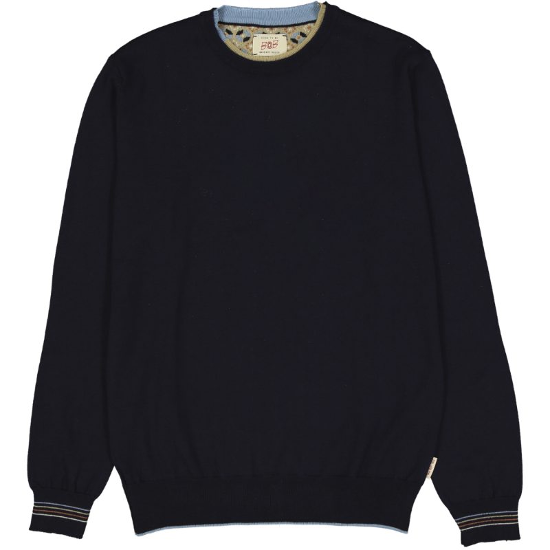 bob maglione girocollo con toppe scaffold blu