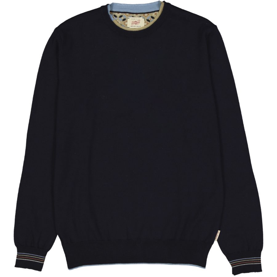 bob maglione girocollo con toppe scaffold blu