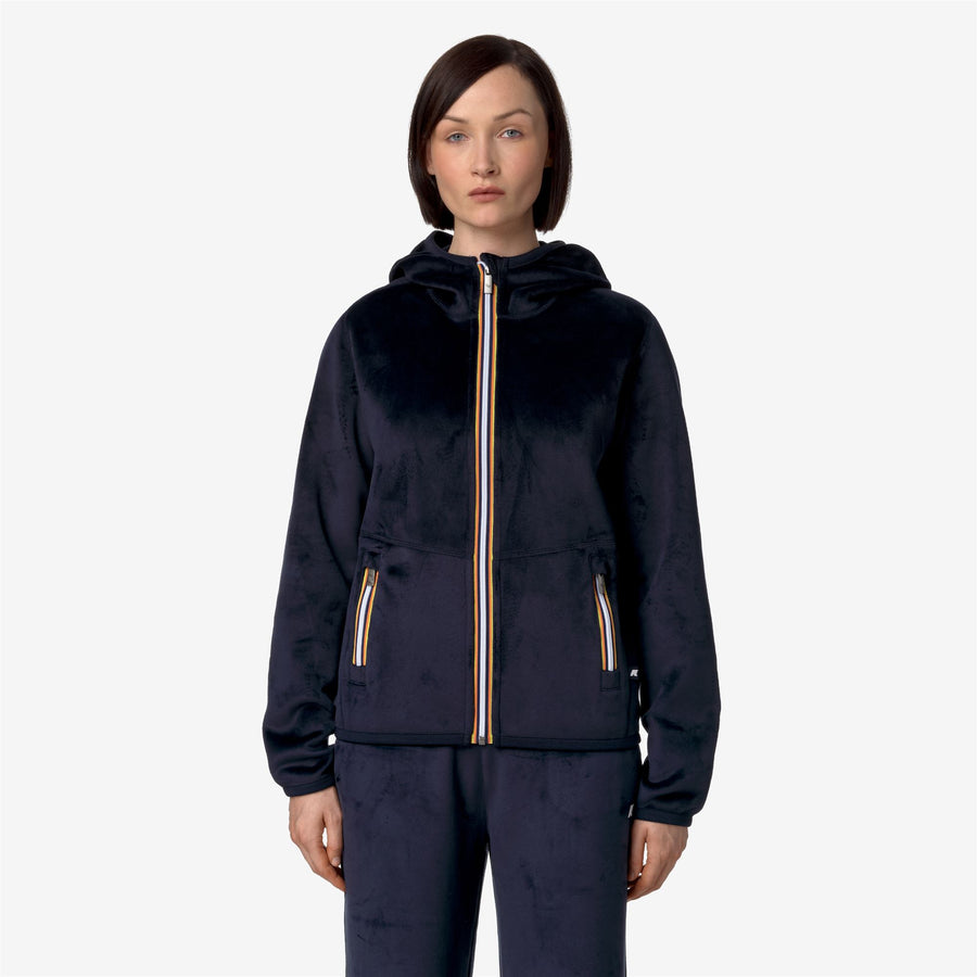 k-way donna felpa reversibile modello lily velour polar colore blu