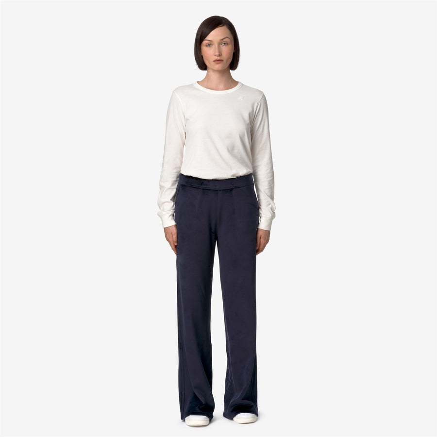 k-way donna pantalone modello jenny velour polar colore blu k7128cw a2b blue depth