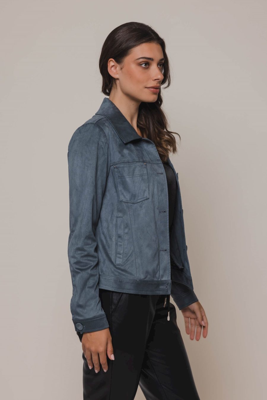 rino pelle giacca modello briana colore blu denim deep aqua