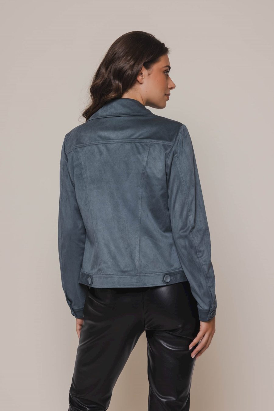 rino pelle giacca modello briana colore blu denim deep aqua