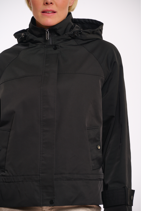rino pelle parka corto colore do nero black