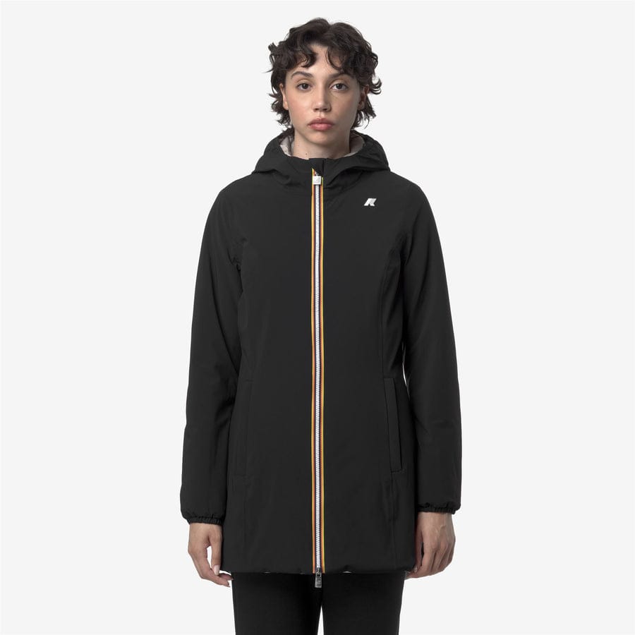 k-way donna modello denise st warm double k6128uw colore nero interno beige bc9