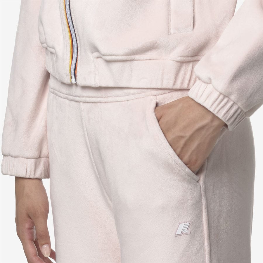 k-way donna pantalone modello jenny velour polar k7128cw colore rosa chiaro rose hushed b3h