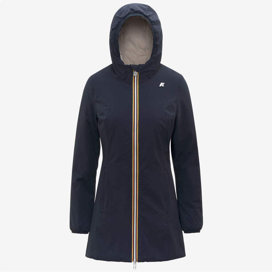 k-way donna modello denise st warm double k6128uw colore blue depth beige cashmere bbc