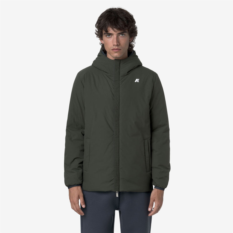 k-way uomo modello jack st warm double colore blu aviazione reversibile verde scuro bc0