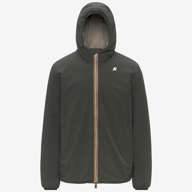 k-way uomo modello jack st warm double colore verde scuro reversible verde quercia b2p