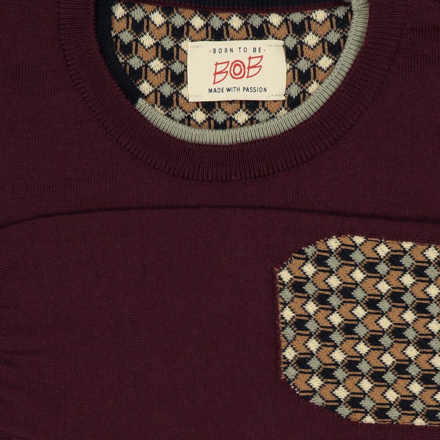 bob maglione girocollo modello scaffold colore bordeaux