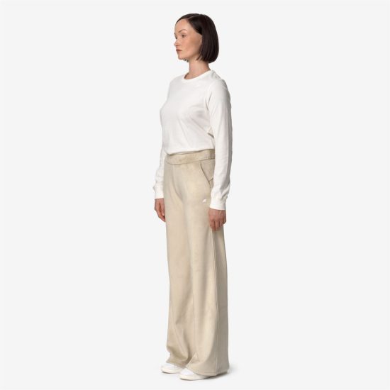k-way donna pantalone modello jenny velour polar k7128cw colore beige