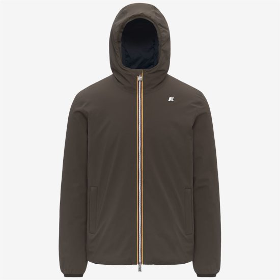 k-way uomo modello jack st warm double colore verde oliva reversibile-blu scuro b3a