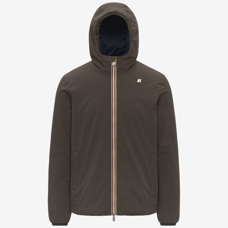 k-way uomo modello jack st warm double colore verde oliva reversibile-blu scuro b3a