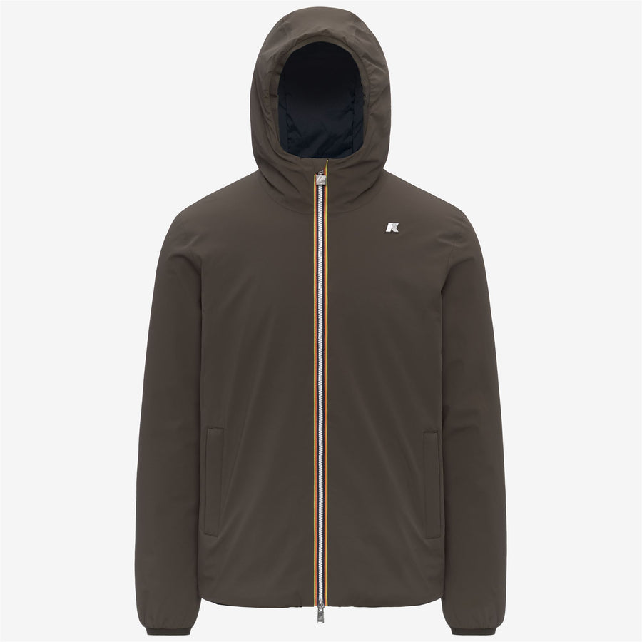k-way uomo modello jack st warm double colore verde oliva reversibile-blu scuro b3a