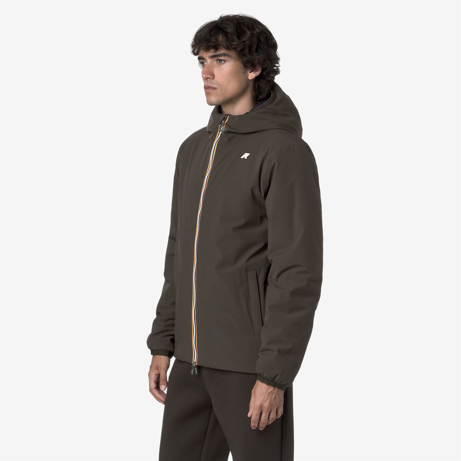 k-way uomo modello jack st warm double colore verde oliva reversibile-blu scuro b3a