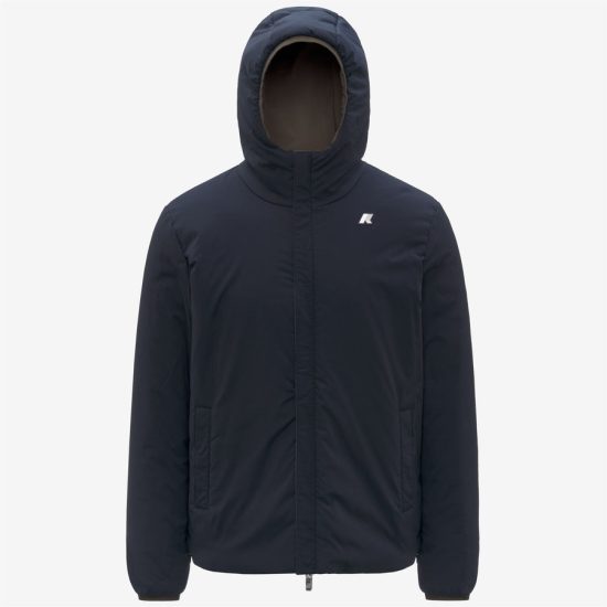 k-way uomo modello jack st warm double colore verde oliva reversibile-blu scuro b3a