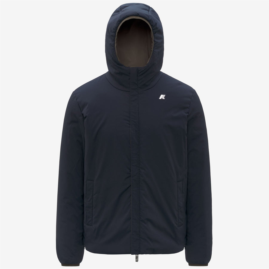 k-way uomo modello jack st warm double colore verde oliva reversibile-blu scuro b3a