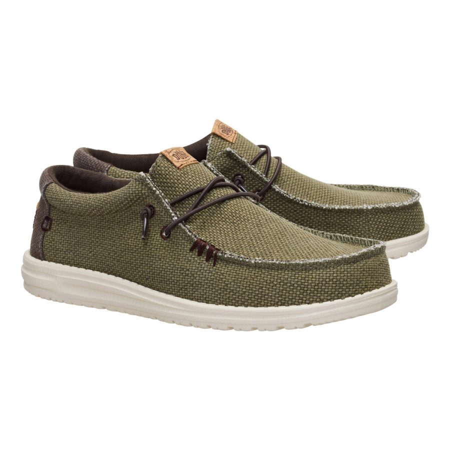 heydude uomo scarpe modello wally braided 40003 colore verde 3ci burnt olive delicioso brown