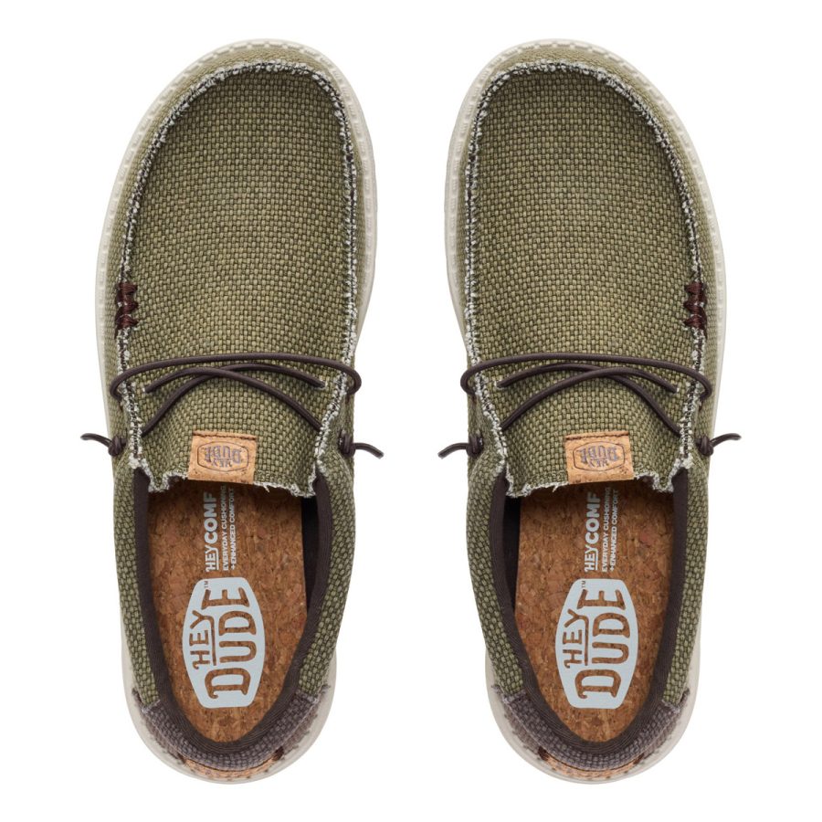heydude uomo scarpe modello wally braided 40003 colore verde 3ci burnt olive delicioso brown