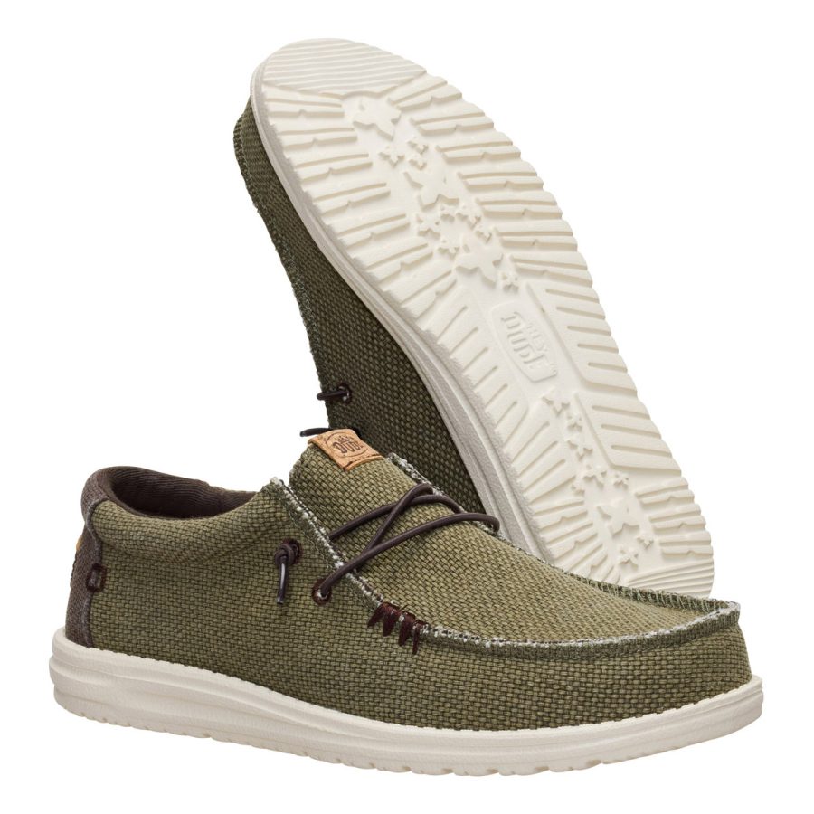heydude uomo scarpe modello wally braided 40003 colore verde 3ci burnt olive delicioso brown